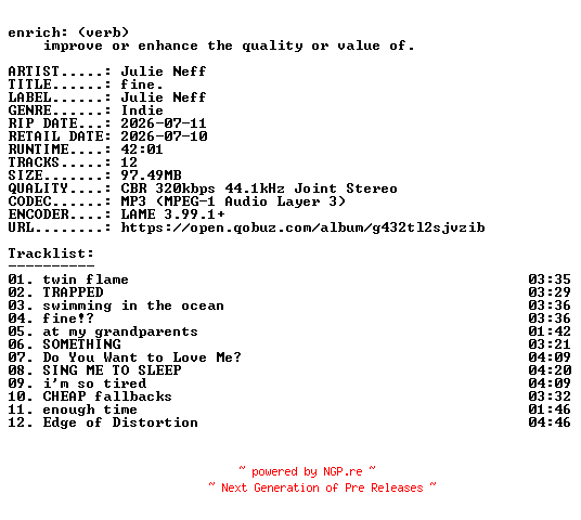 NFO for the release Julie_Neff-fine.-WEB-2026-ENRiCH by ENRiCH