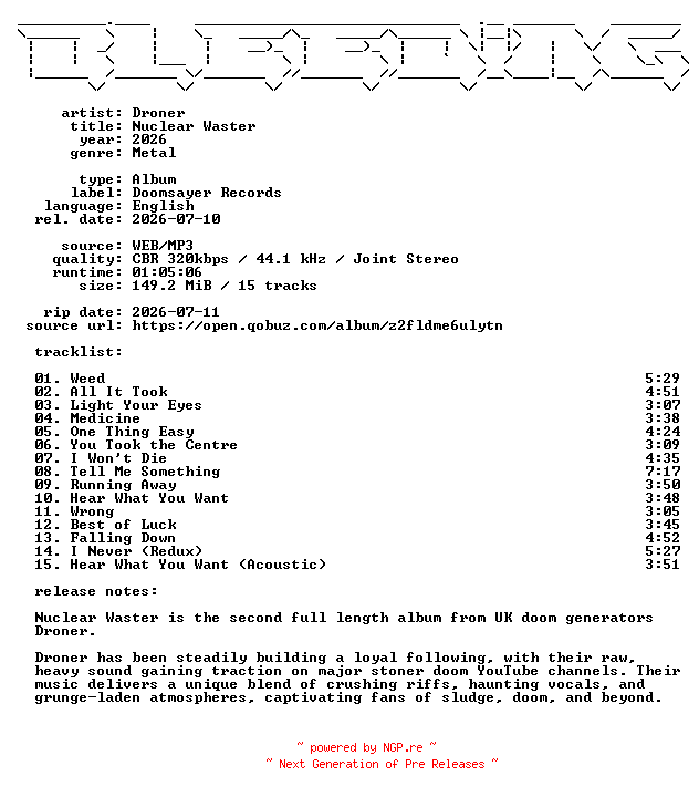 NFO for the release Droner-Nuclear_Waster-WEB-2026-BLEEDiNG by BLEEDiNG