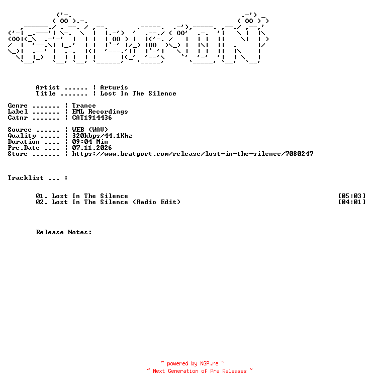 NFO for the release Arturis-Lost_In_The_Silence-(CAT1914436)-WEB-2026-FALCON by FALCON