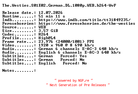 NFO for the release The.Westies.S01E02.German.DL.1080p.WEB.h264-WvF by WvF