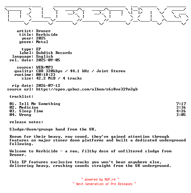 NFO for the release Droner-Herbicide-EP-WEB-2025-BLEEDiNG by BLEEDiNG