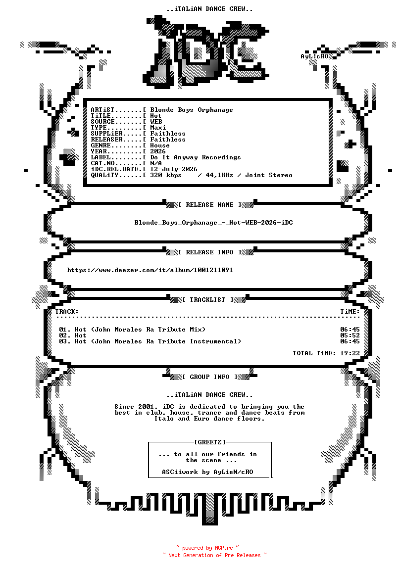 NFO for the release Blonde_Boys_Orphanage_-_Hot-WEB-2026-iDC by iDC