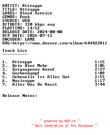 NFO for the release Attrappe-Attrappe-WEB-DE-2024-SDR by SDR
