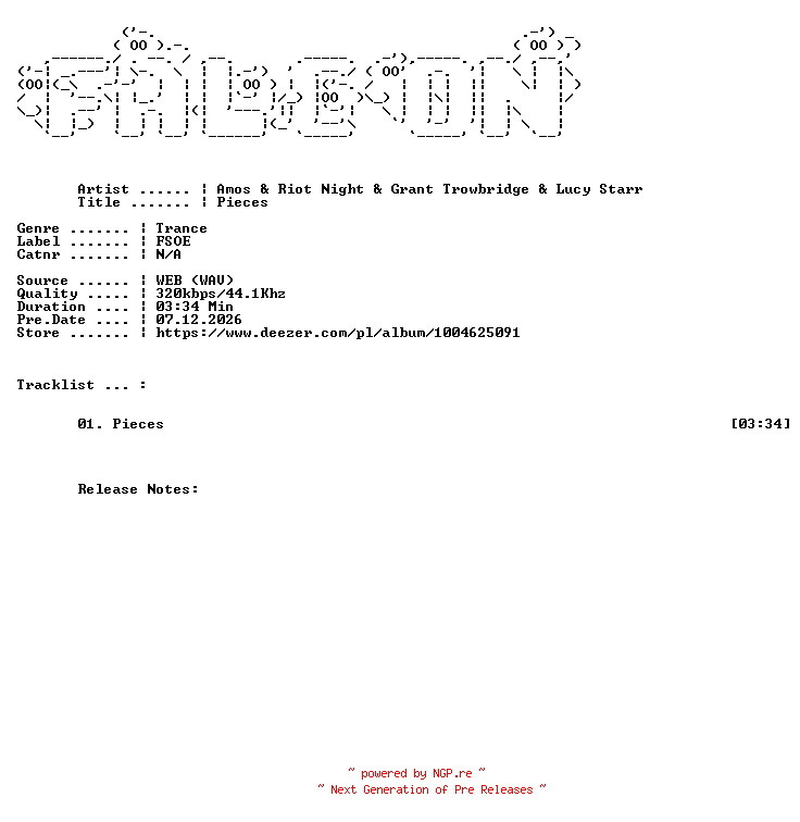 NFO for the release Amos_And_Riot_Night_And_Grant_Trowbridge_And_Lucy_Starr-Pieces-SINGLE-WEB-2026-FALCON by FALCON