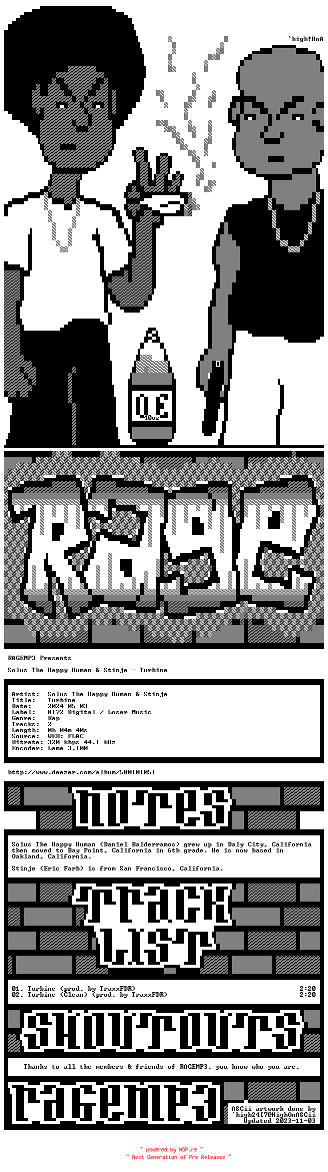 NFO for the release Solus_The_Happy_Human_And_Stinje-Turbine-SINGLE-WEB-2024-RAGEMP3 by RAGEMP3