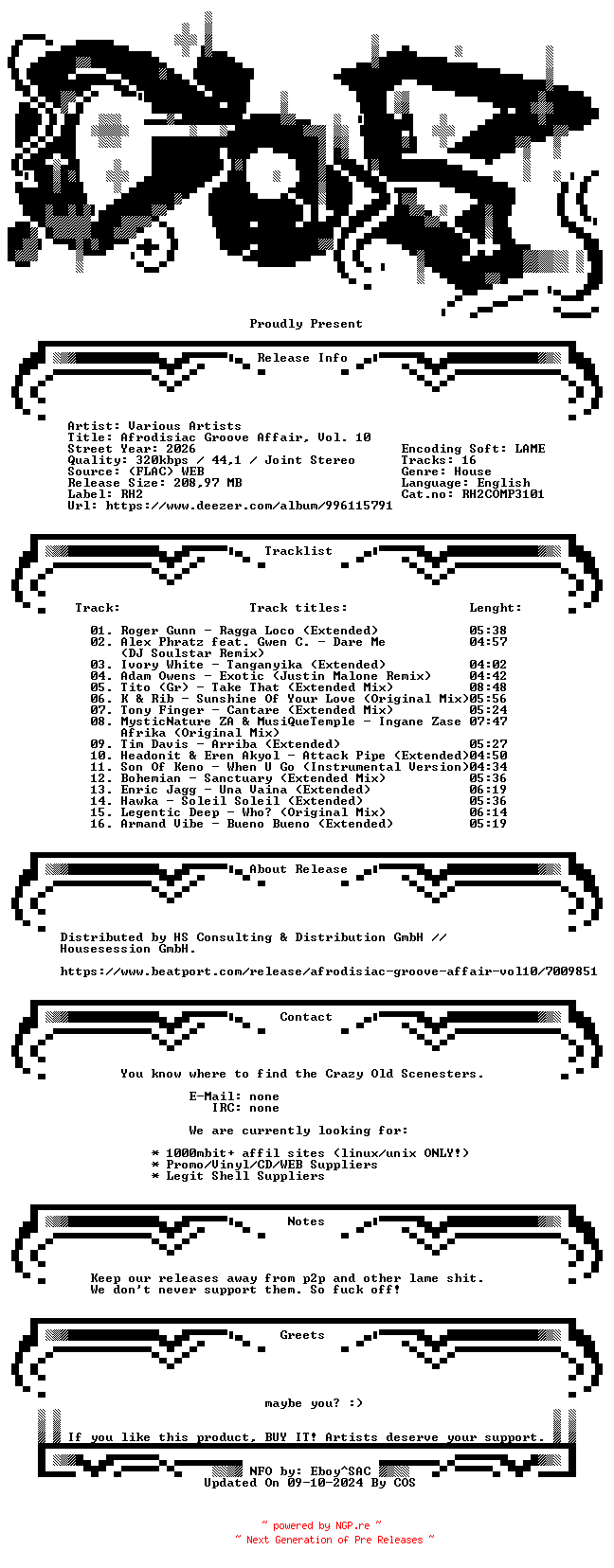 NFO for the release VA-Afrodisiac_Groove_Affair_Vol._10-(RH2COMP3101)-WEB-2026-COS by COS