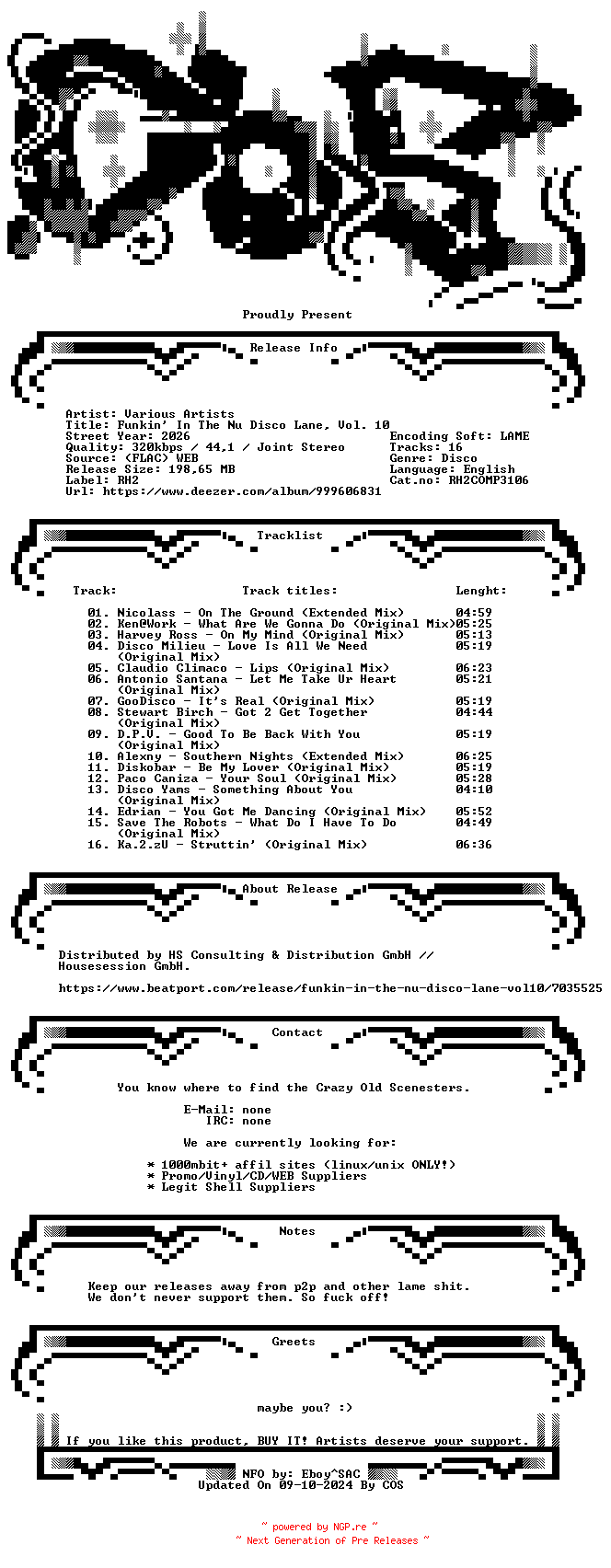 NFO for the release VA-Funkin_In_The_Nu_Disco_Lane_Vol._10-(RH2COMP3106)-WEB-2026-COS by COS