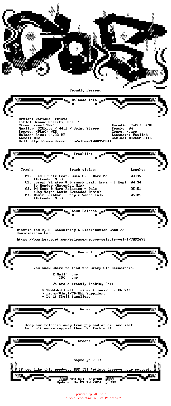 NFO for the release VA-Groove_Selects_Vol._1-(RH2COMP3116)-WEB-2026-COS by COS