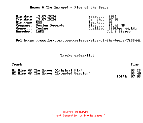 NFO for the release Hexus_And_The_Enraged_-_Rise_Of_The_Brave-(FUSION526)-WEB-2026-FMC by FMC