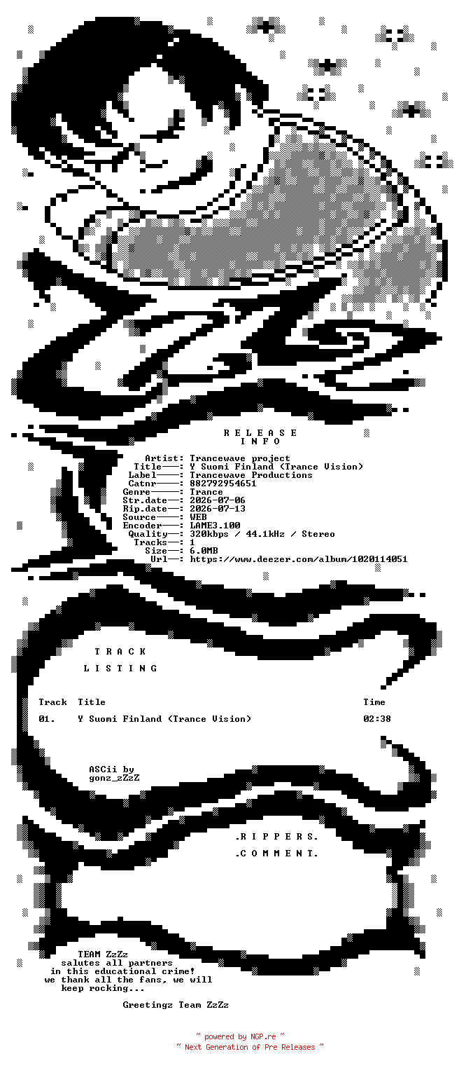 NFO for the release Trancewave_project_-_Y_Suomi_Finland_(Trance_Vision)-(882792954651)-SINGLE-WEB-2026-ZzZz by ZzZz