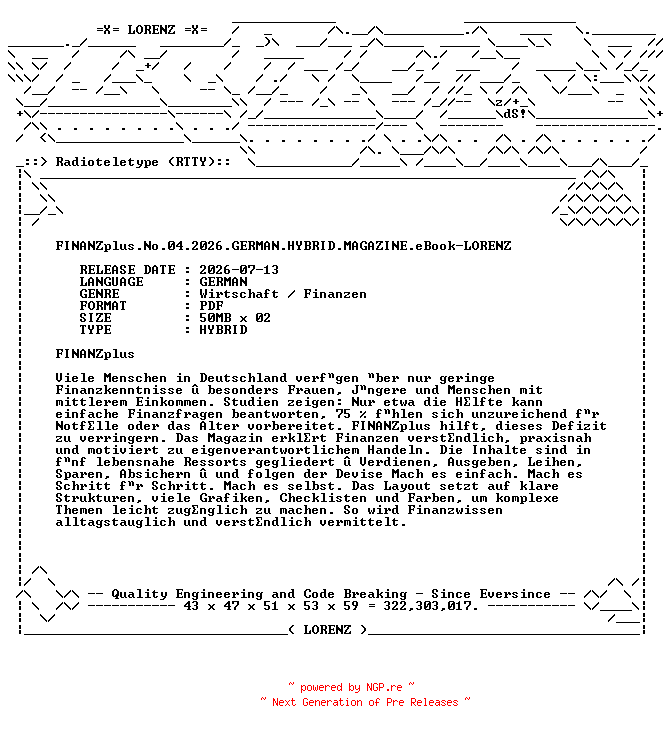 NFO for the release FINANZplus.No.04.2026.GERMAN.HYBRID.MAGAZINE.eBook-LORENZ by LORENZ