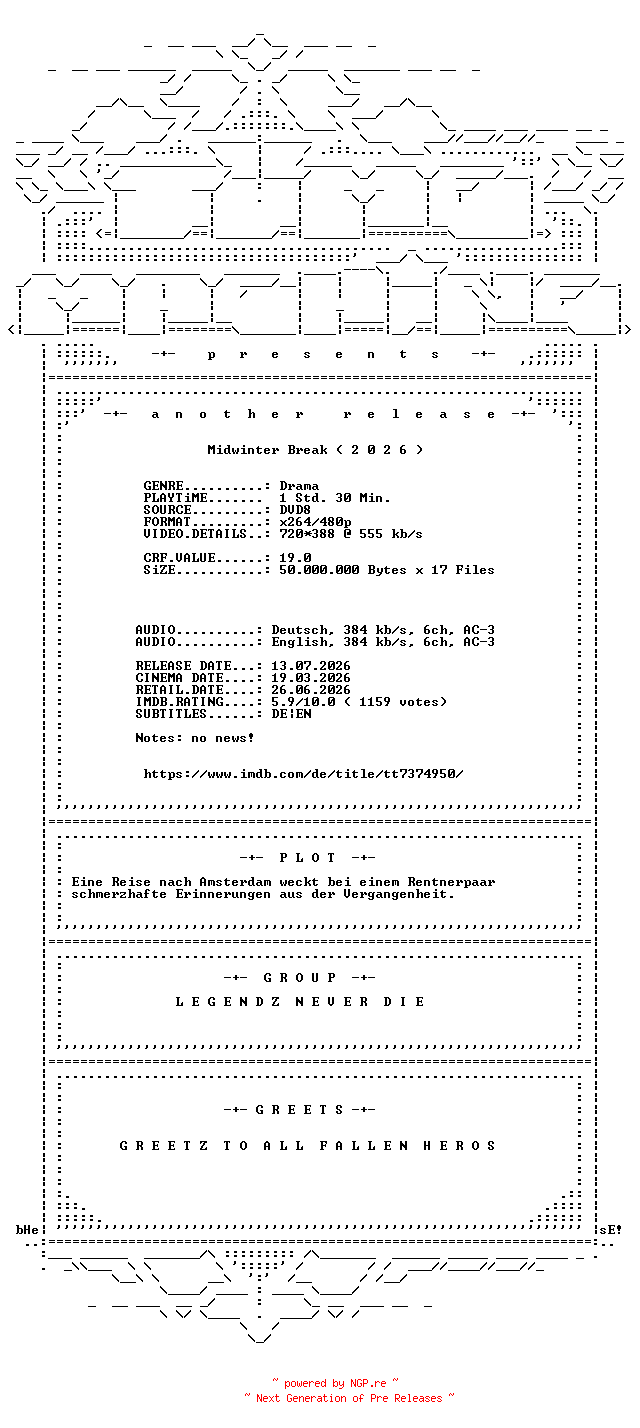 NFO for the release Midwinter.Break.2026.German.DL.AC3.DVDRip.x264-TM by TM