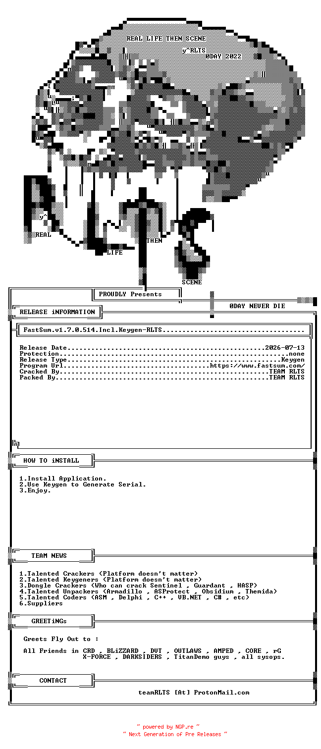 NFO for the release FastSum.v1.7.0.514.Incl.Keygen-RLTS by RLTS