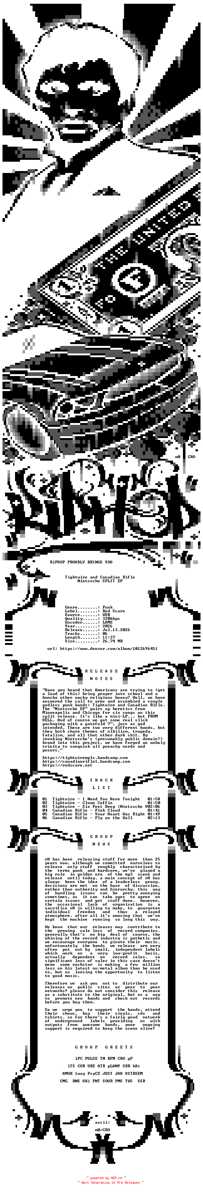 NFO for the release Tightwire_and_Canadian_Rifle-Nietzsche-SPLIT_EP-WEB-2026-rH_iNT by rH_iNT