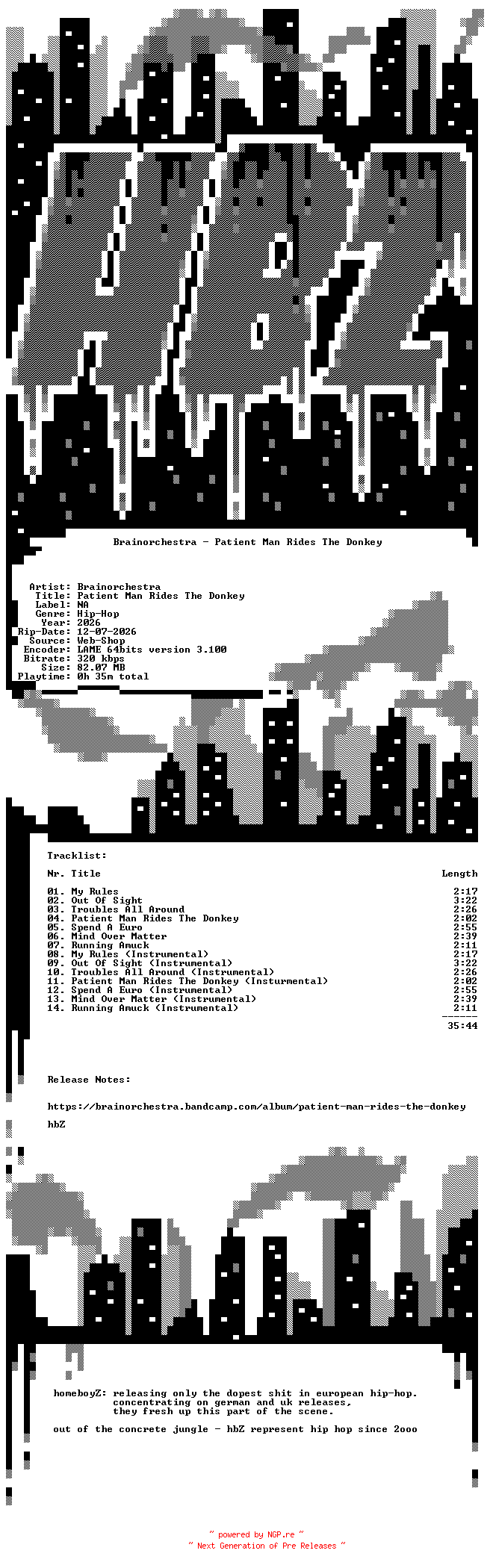 NFO for the release Brainorchestra-Patient_Man_Rides_The_Donkey-WEB-2026-hbZ by hbZ