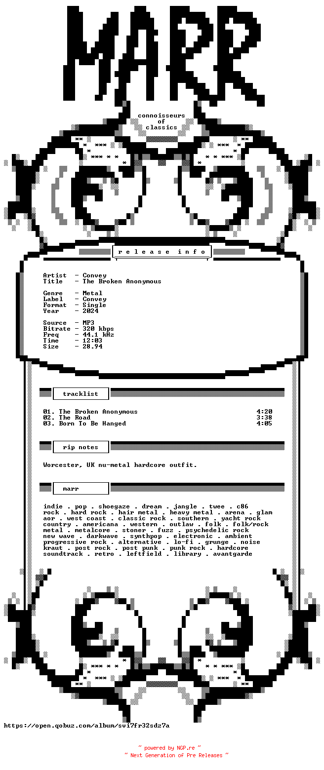 NFO for the release Convey-The_Broken_Anonymous-Single-WEB-2024-MARR by MARR
