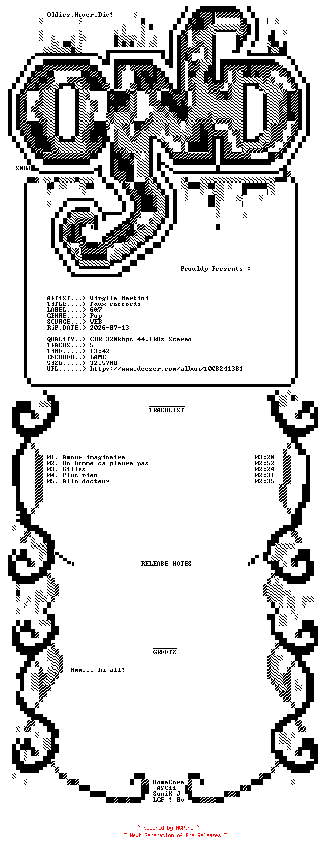 NFO for the release Virgile_Martini-Faux_Raccords-WEB-FR-2026-OND by OND