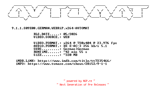 NFO for the release 9.1.1.S09E08.GERMAN.WEBRiP.x264-AVTOMAT by AVTOMAT