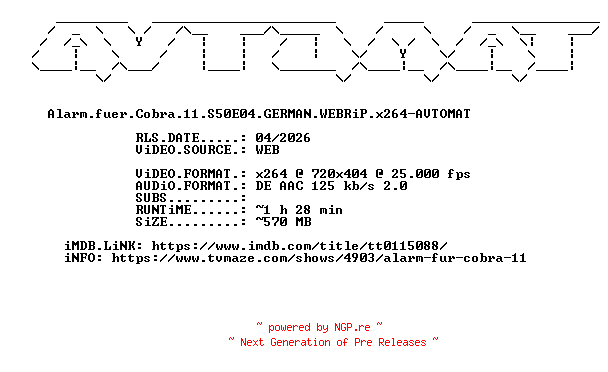 NFO for the release Alarm.fuer.Cobra.11.S50E04.GERMAN.WEBRiP.x264-AVTOMAT by AVTOMAT