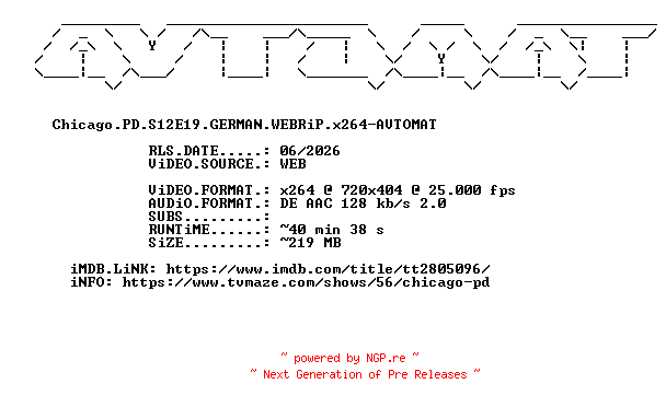 NFO for the release Chicago.PD.S12E19.GERMAN.WEBRiP.x264-AVTOMAT by AVTOMAT