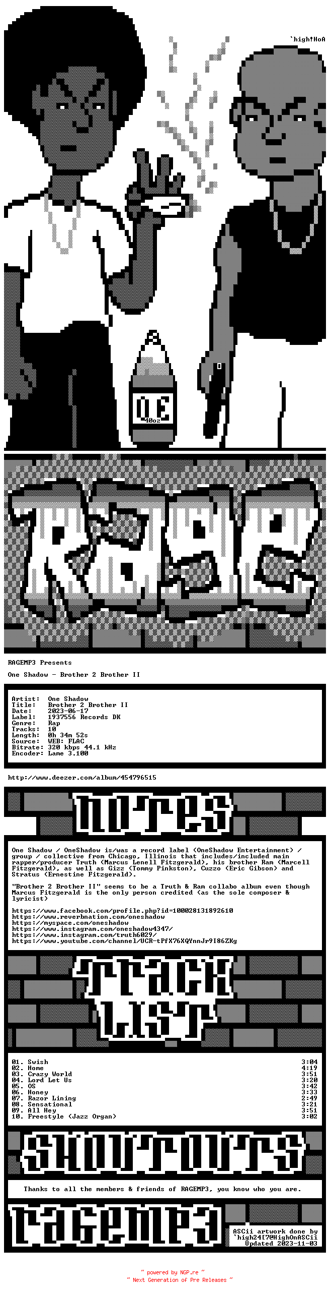 NFO for the release One_Shadow-Brother_2_Brother_II-WEB-2023-RAGEMP3 by RAGEMP3