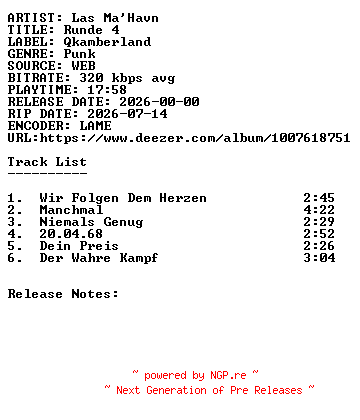 NFO for the release Las_Mahavn-Runde_4-WEB-DE-2026-SDR by SDR