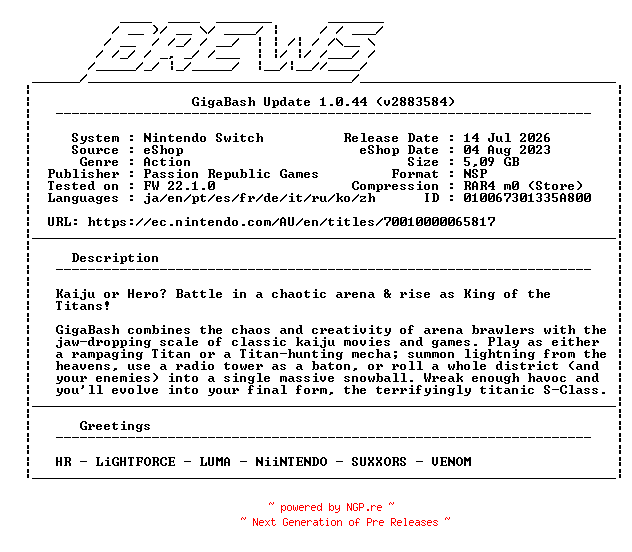 NFO for the release GigaBash_Update_v1.0.44_NSW-BREWS by BREWS