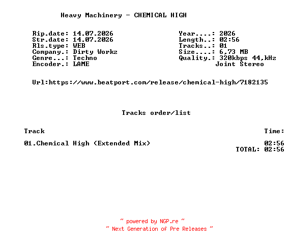 NFO for the release Heavy_Machinery_-_CHEMICAL_HIGH-(DWX2177)-SINGLE-WEB-2026-FMC by FMC