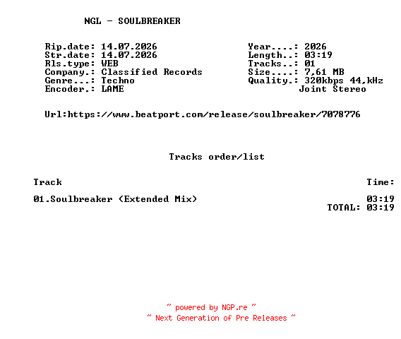 NFO for the release NGL_-_SOULBREAKER-(CR073)-SINGLE-WEB-2026-FMC by FMC