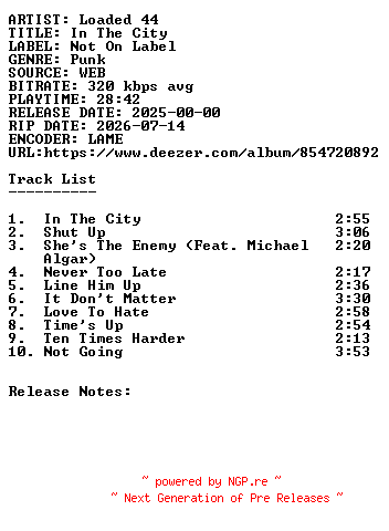 NFO for the release Loaded_44-In_The_City-WEB-2025-SDR by SDR