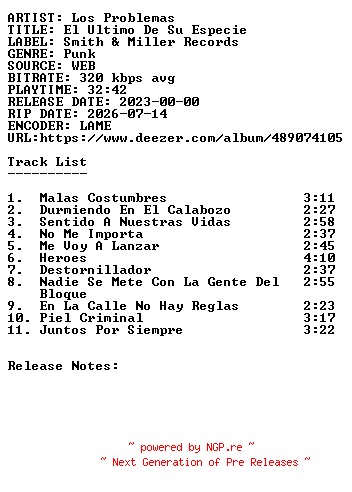 NFO for the release Los_Problemas-El_Ultimo_De_Su_Especie-WEB-ES-2023-SDR by SDR