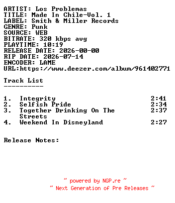 NFO for the release Los_Problemas-Made_In_Chile-Vol._1-WEB-2026-SDR by SDR
