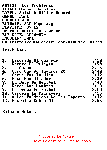 NFO for the release Los_Problemas-Nuevas_Batallas-WEB-ES-2025-SDR by SDR