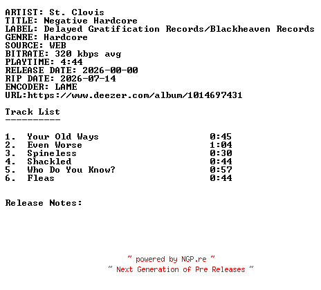 NFO for the release St._Clovis-Negative_Hardcore-WEB-2026-SDR by SDR