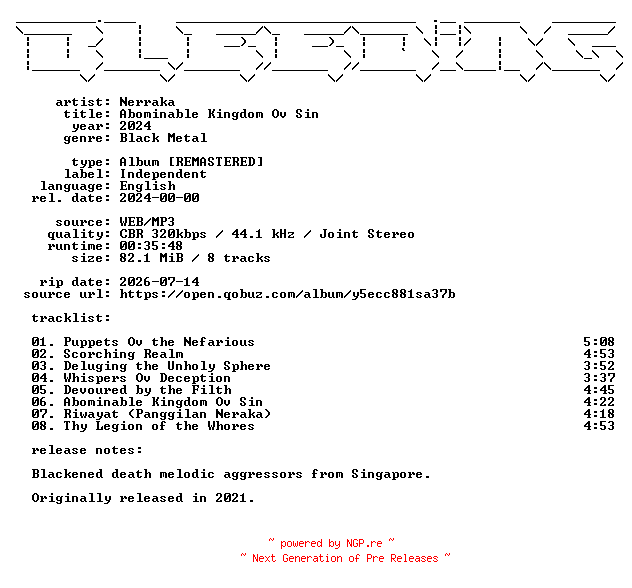 NFO for the release Nerraka-Abominable_Kingdom_ov_Sin-Remastered-WEB-2024-BLEEDiNG by BLEEDiNG