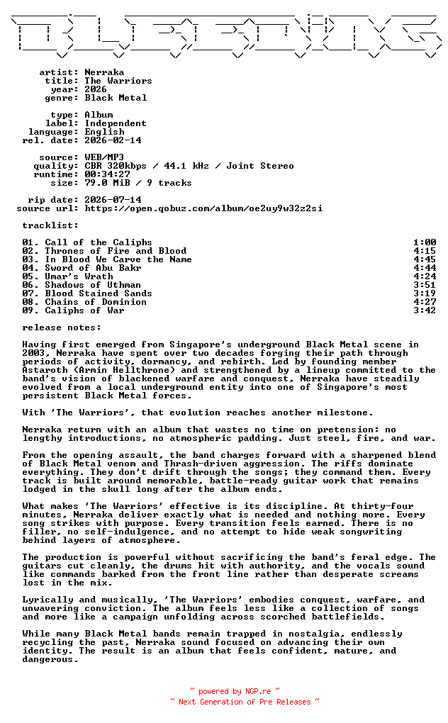 NFO for the release Nerraka-The_Warriors-WEB-2026-BLEEDiNG by BLEEDiNG
