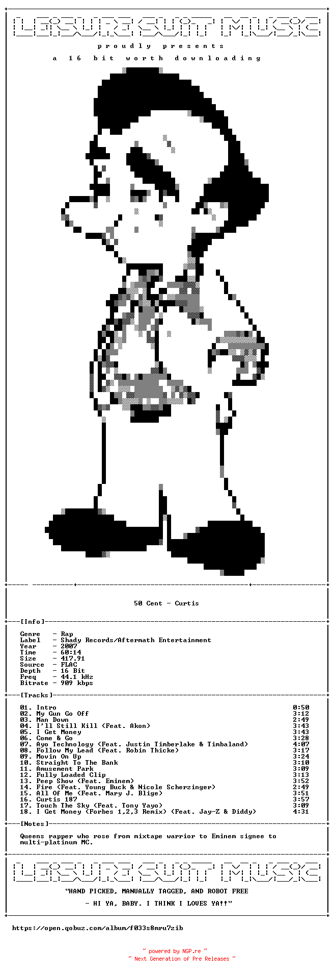 NFO for the release 50_Cent-Curtis-Deluxe_Edition-16BIT-WEB-FLAC-2007-LSM by LSM