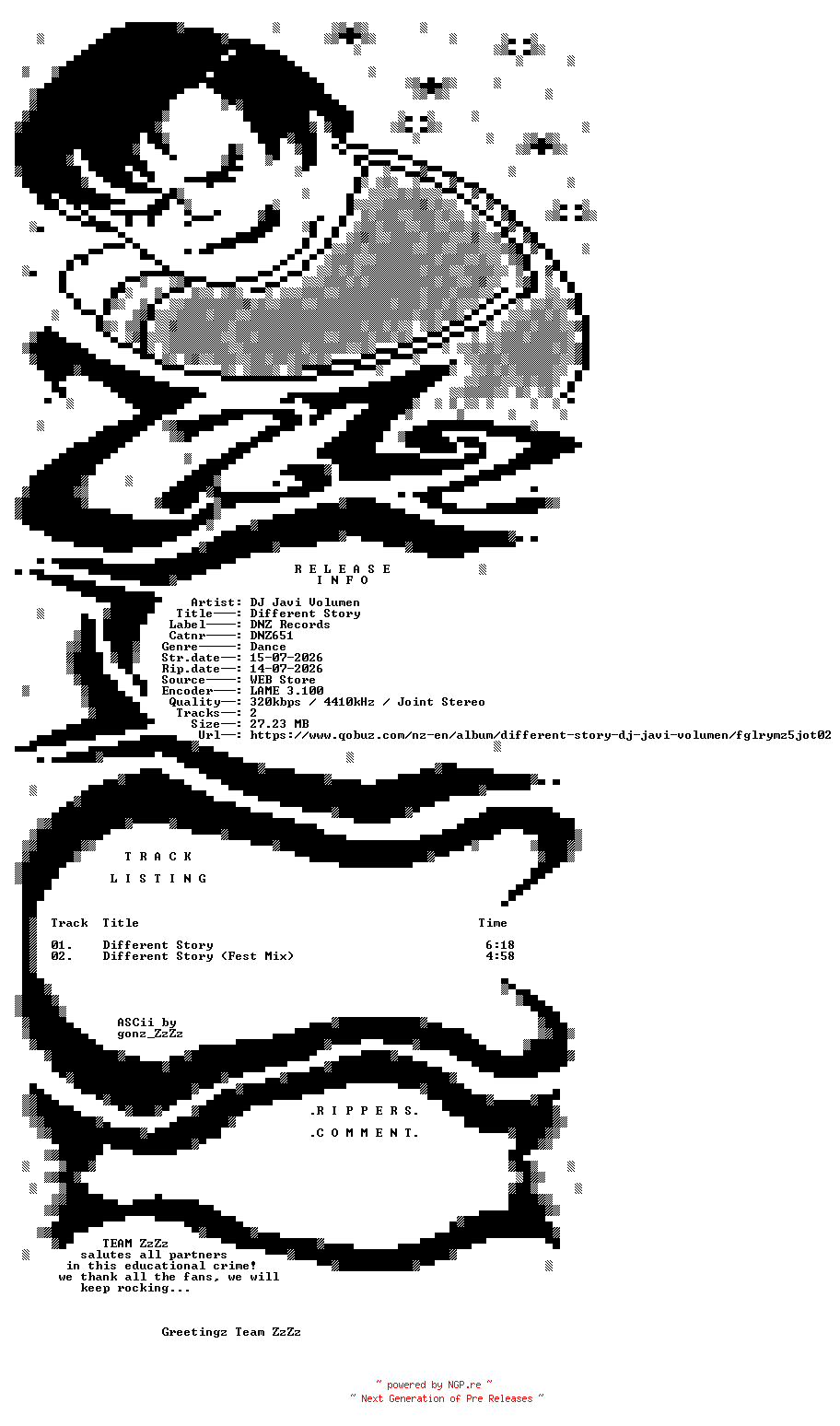 NFO for the release DJ_Javi_Volumen_-_Different_Story-(DNZ651)-WEB-2026-ZzZz by ZzZz