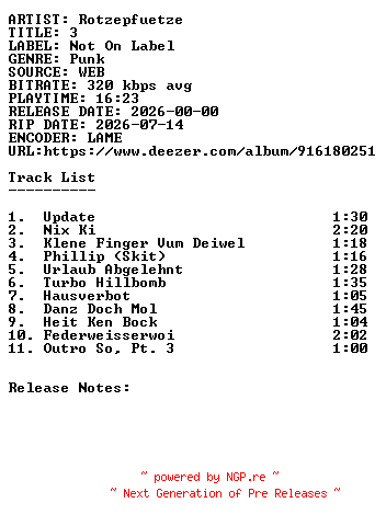 NFO for the release Rotzepfuetze-3-WEB-DE-2026-SDR by SDR