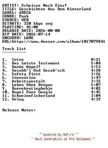 NFO for the release Scheisze_Noch_Eins-Geschichten_Aus_Dem_Hinterland-WEB-DE-2026-SDR by SDR