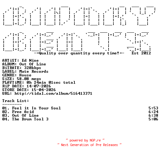 NFO for the release Ed_Nine-Out_Of_Line-(MATE025)-WEB-2026-BB by BB