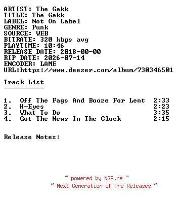 NFO for the release The_Gakk-The_Gakk-WEB-2018-SDR by SDR