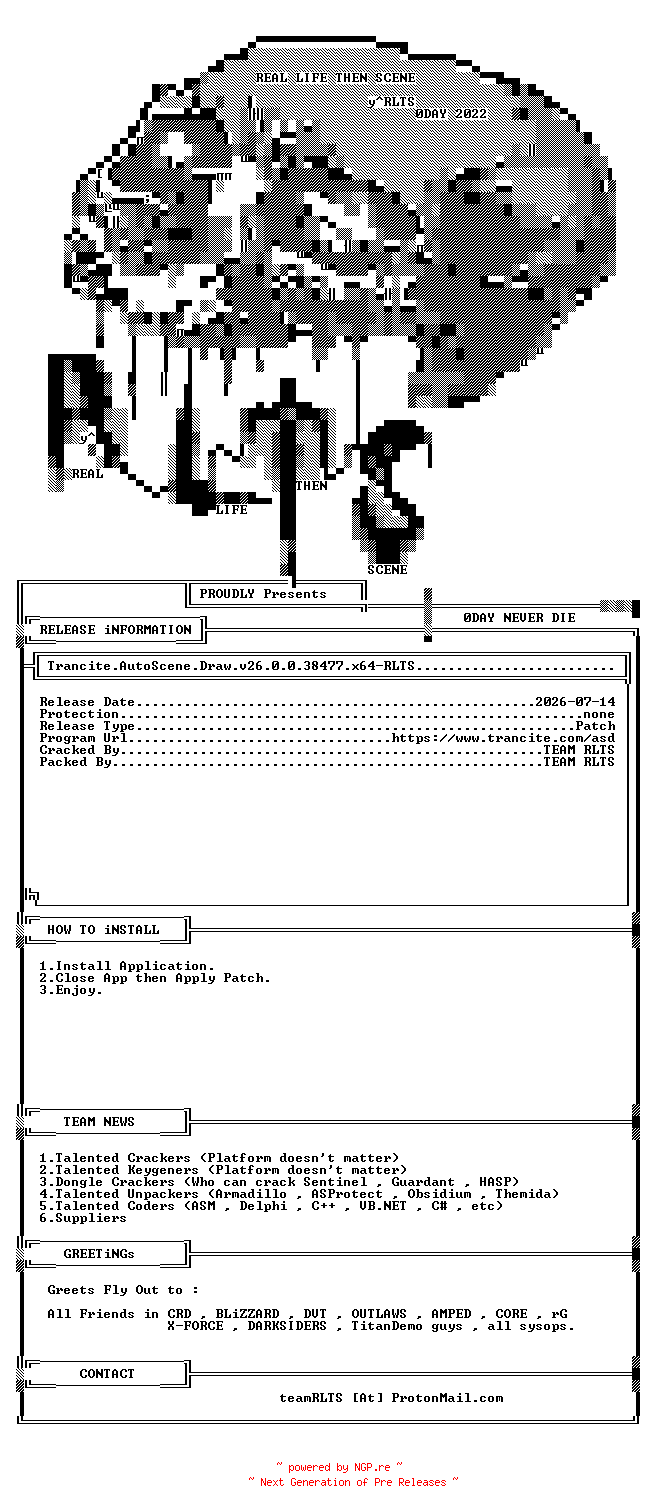 NFO for the release Trancite.AutoScene.Draw.v26.0.0.38477.x64-RLTS by RLTS