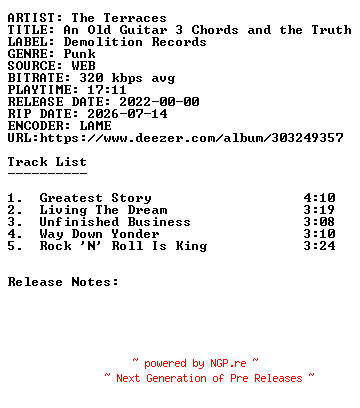 NFO for the release The_Terraces-An_Old_Guitar_3_Chords_and_The_Truth-WEB-2022-SDR by SDR