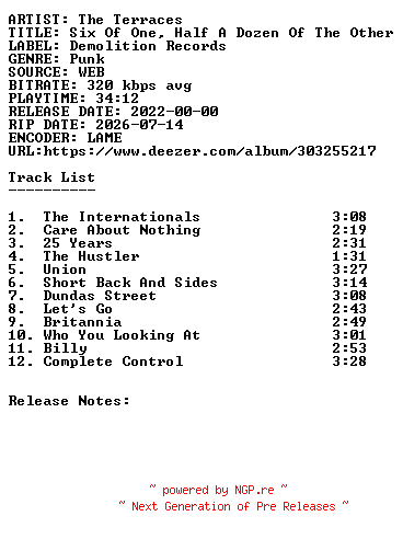 NFO for the release The_Terraces-Six_Of_One_Half_A_Dozen_Of_The_Other-WEB-2022-SDR by SDR