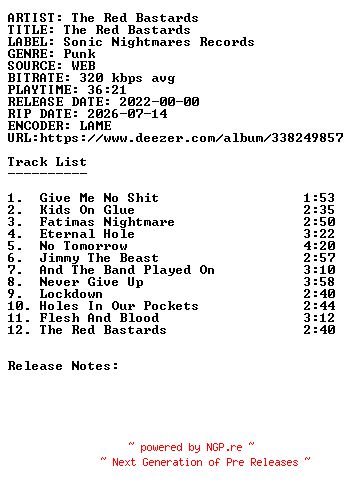 NFO for the release The_Red_Bastards-The_Red_Bastards-WEB-2022-SDR by SDR