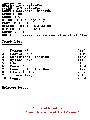 NFO for the release The_Vulturas-The_Vulturas-WEB-2020-SDR by SDR