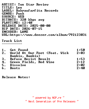 NFO for the release Two_Star_Review-Len-WEB-2025-SDR by SDR