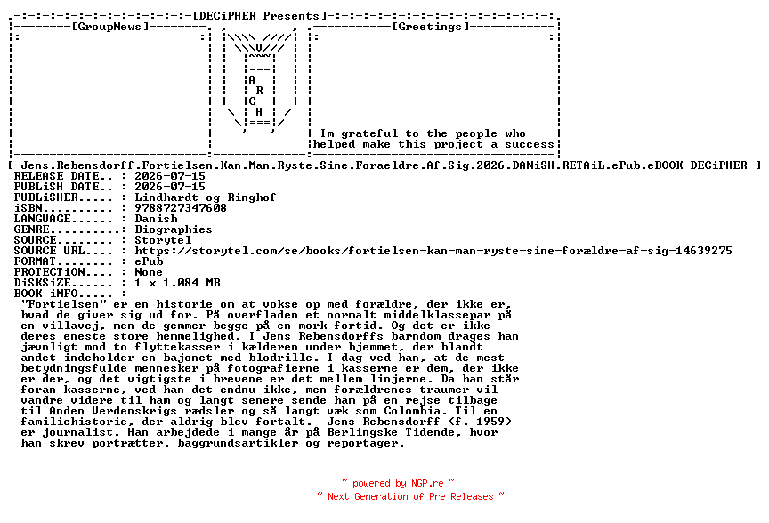 NFO for the release Jens.Rebensdorff.Fortielsen.Kan.Man.Ryste.Sine.Foraeldre.Af.Sig.2026.DANiSH.RETAiL.ePub.eBOOK-DECiPHER by DECiPHER