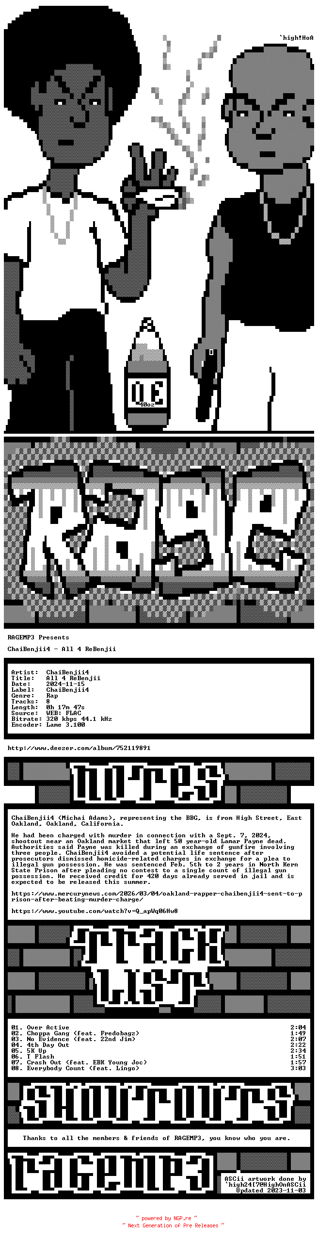 NFO for the release ChaiBenjii4-All_4_ReBenjii-WEB-2024-RAGEMP3 by RAGEMP3